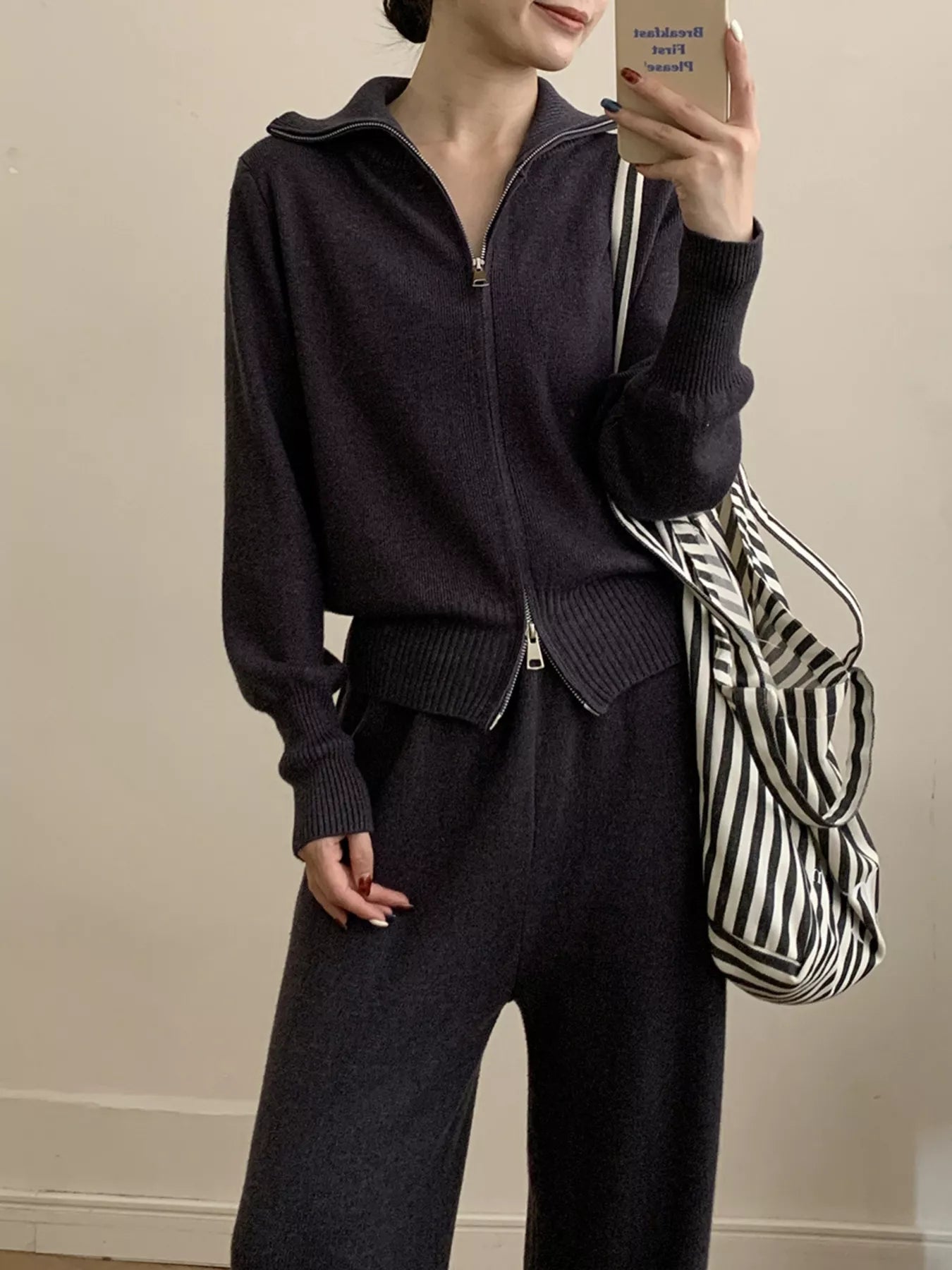 Zip Up Outerwear and Wide Leg Pants Set 458bfc9ab09c4de49537e038f7aaf179-Max-Origin