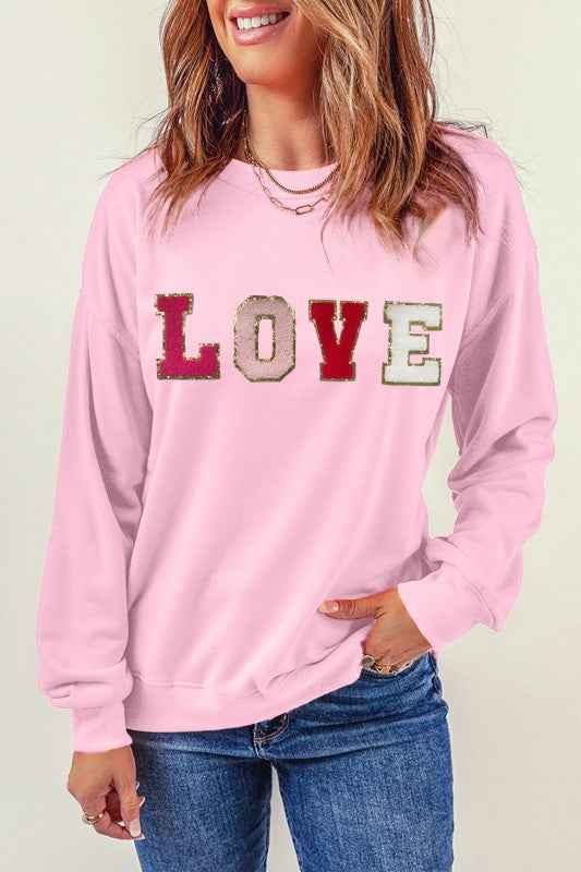Valentine LOVE Chenille Embroidered Sweatshirt 458da9bd-db33-4e4a-9dfd-ab3befa4a75b
