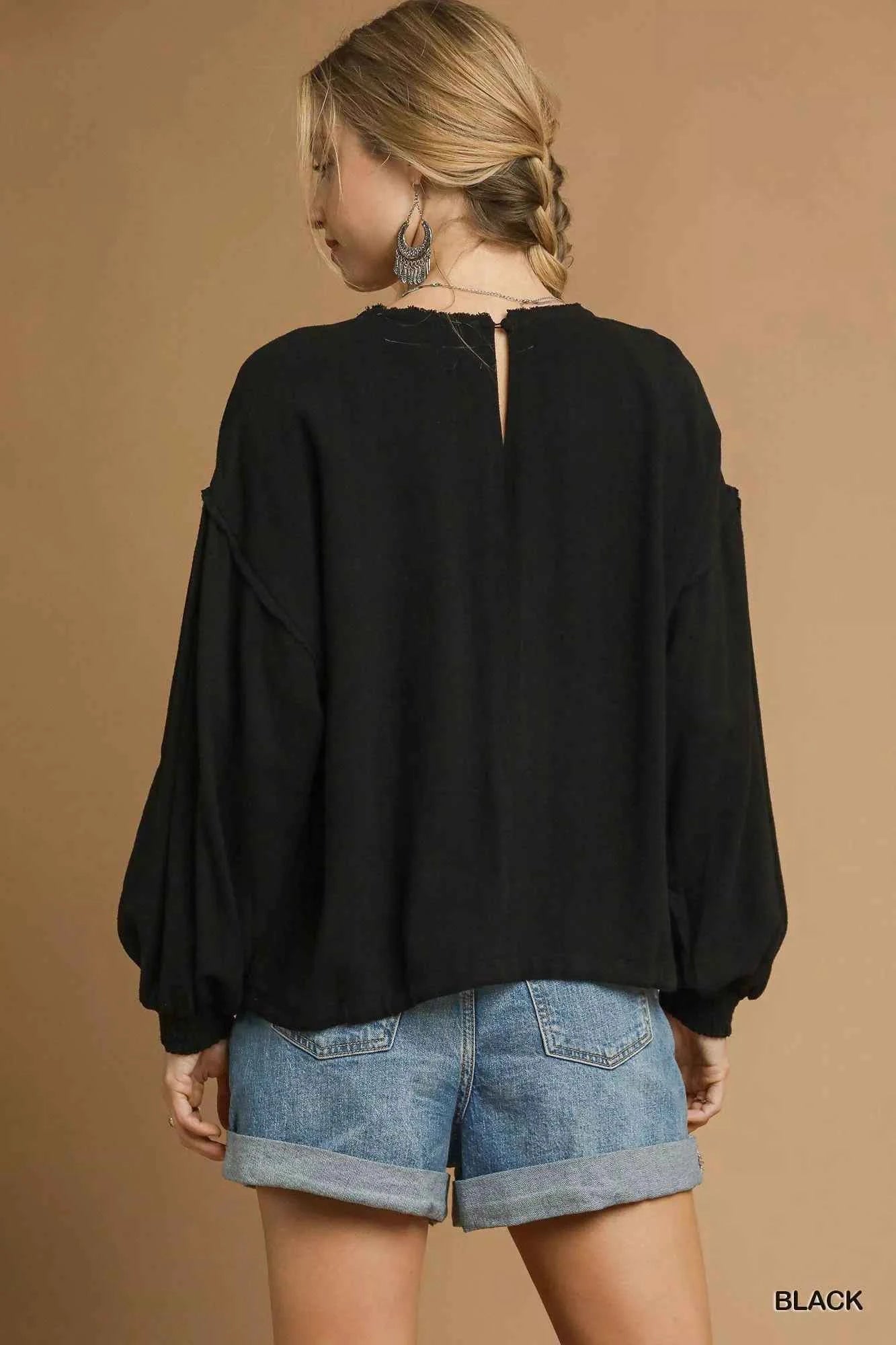 Umgee Full Size Linen Long Sleeve Top with Drawstring Plus Size 4596a6e2-f45a-4e91-8401-c1021e395c97-Max-Origin