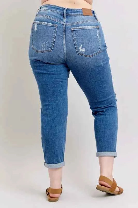 Judy Blue Full Size Mr Vintage Wash Boyfriend Fit W/ Destroy Jeans Plue Size 45cfee7b-4c76-43bb-bd10-2201b3daee47-Max-Origin