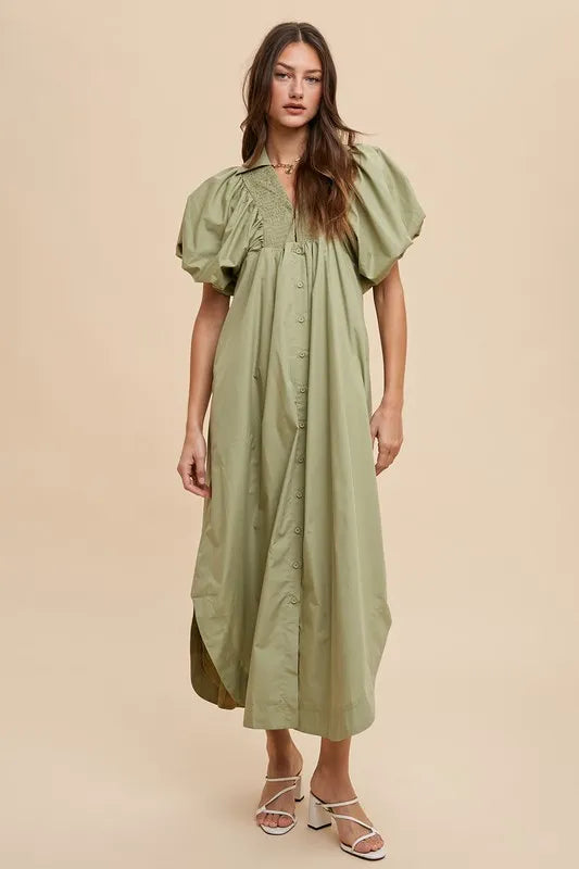 Annie Wear Smocked Puff Sleeve Midi Dress 45d167b6-5fe7-4bb8-8022-9f099cd5ac7f-Max