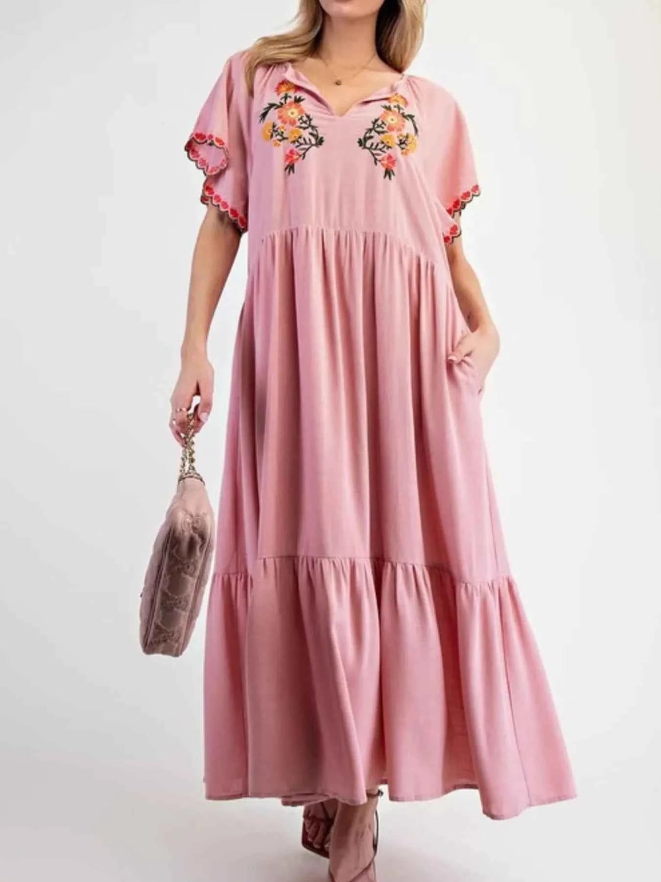 Floral Notched Flutter Sleeve Dress 45db8494-3ad4-4860-a1ce-ac6113274474-Max-Origin