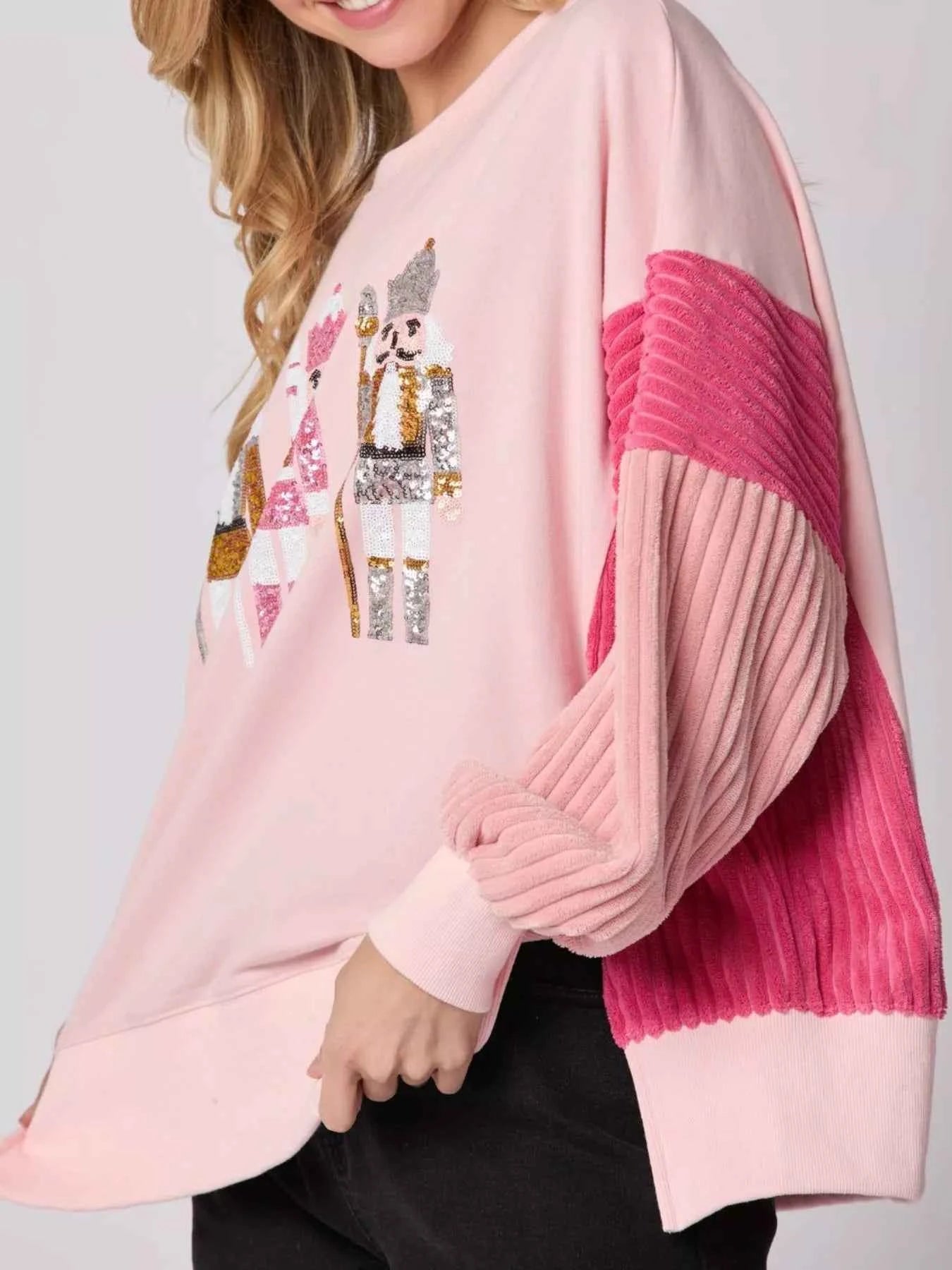 Nutcracker Long Sleeve Sweatshirt with Side Slit 45e073c7-f143-4410-9c05-83c5e0e76fa3-Max-Origin