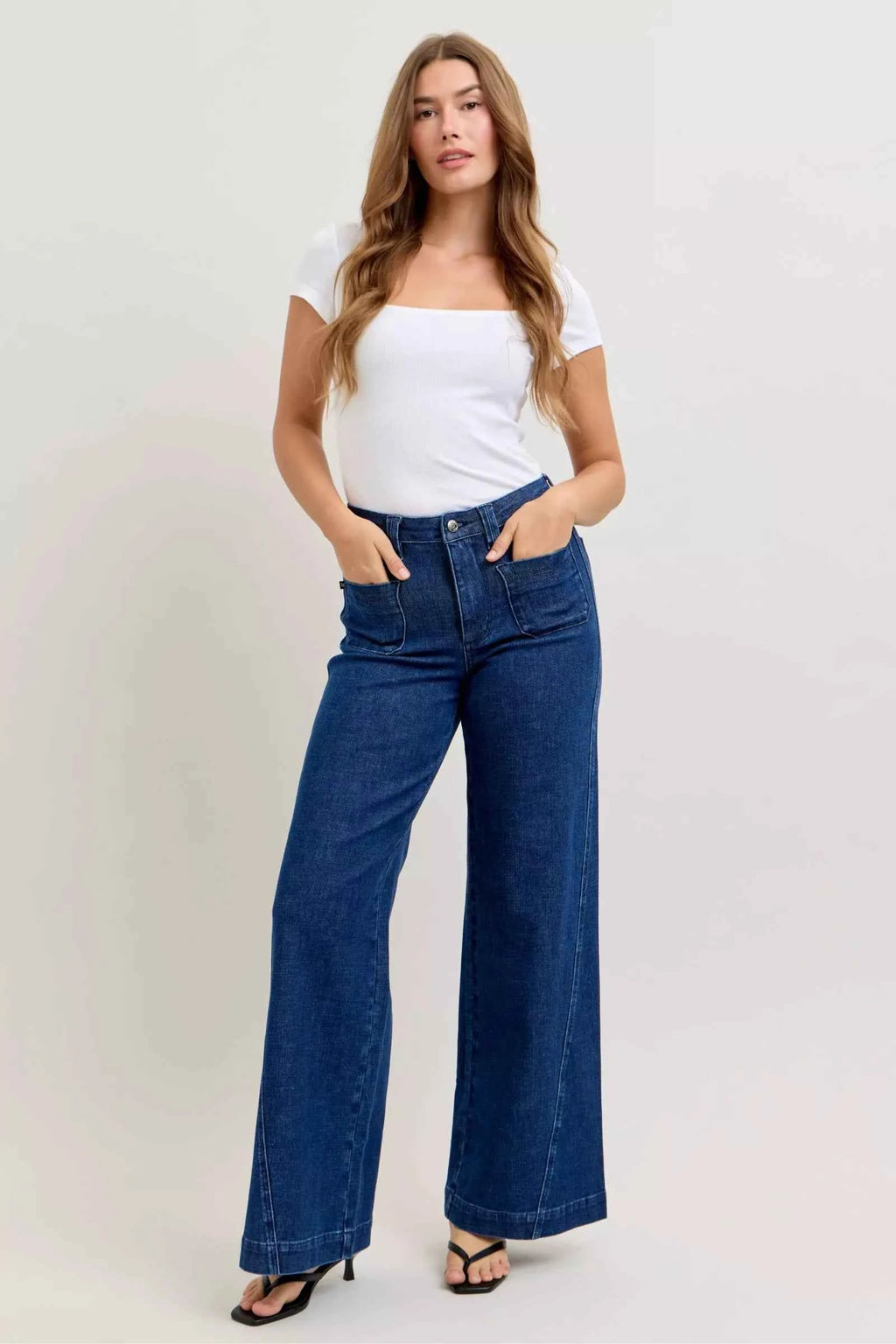 Judy Blue High-Waisted Retro Wide Jeans with Patch Pkts & Twisted Seams 45e20079-0801-413a-811a-3e3839614759-Max-Origin