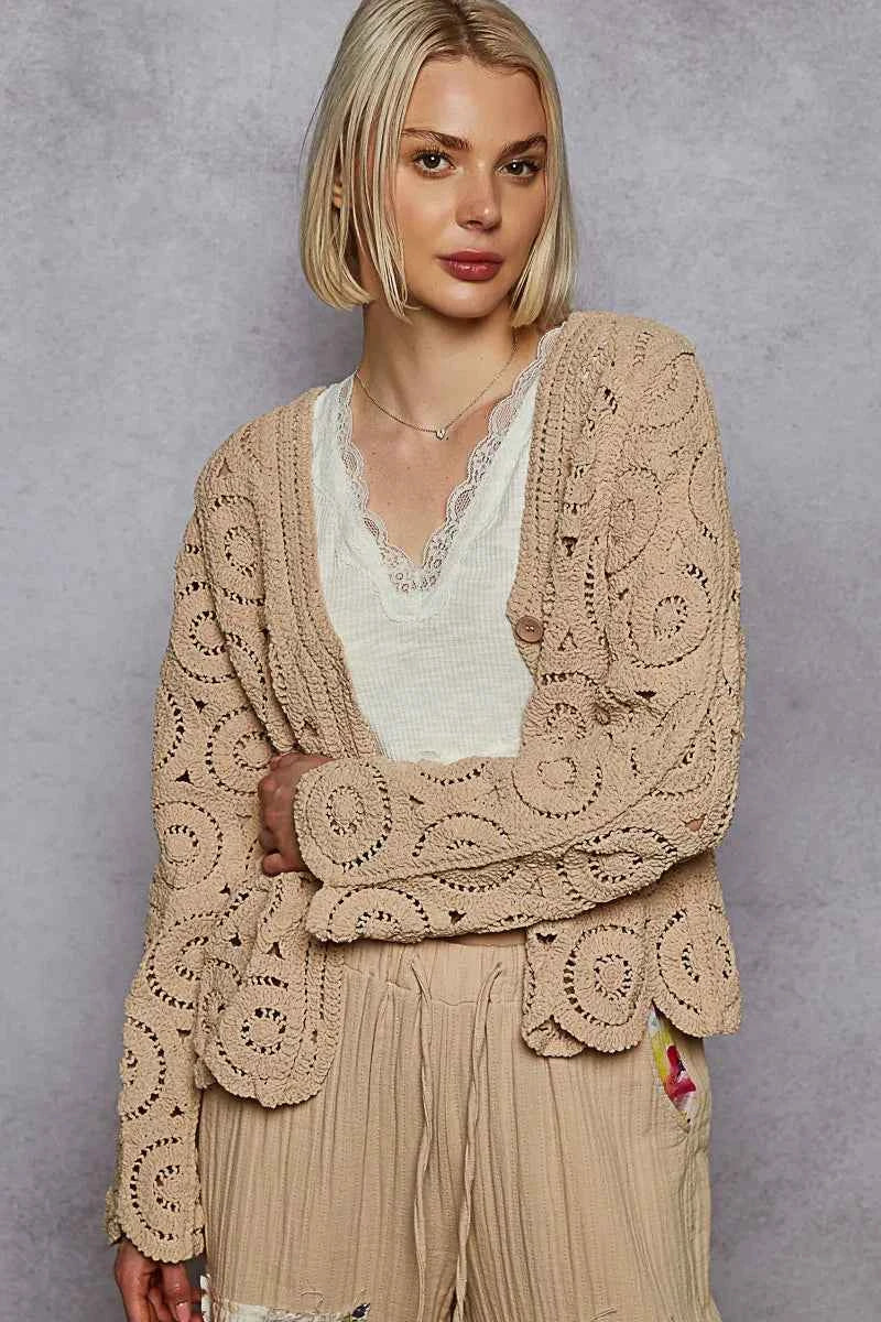 POL Button Down V-Neck Crochet Cardigan 45ed105a-d18b-43e2-ba79-36322af3c4c9-Max-Origin