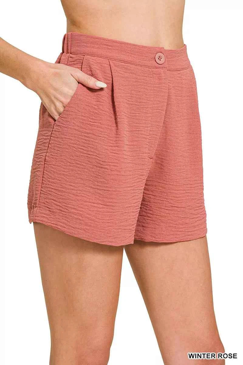 Zenana Woven Airflow Back Elastic Waist Shorts 45efe9cf74e6417bb6bd88f20663cde5-Max-Origin