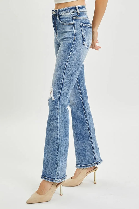 Full Size High Rise Distressed Flare Jeans 45f7aa08-e496-4a3d-9349-d6baddc4c5d6-Max