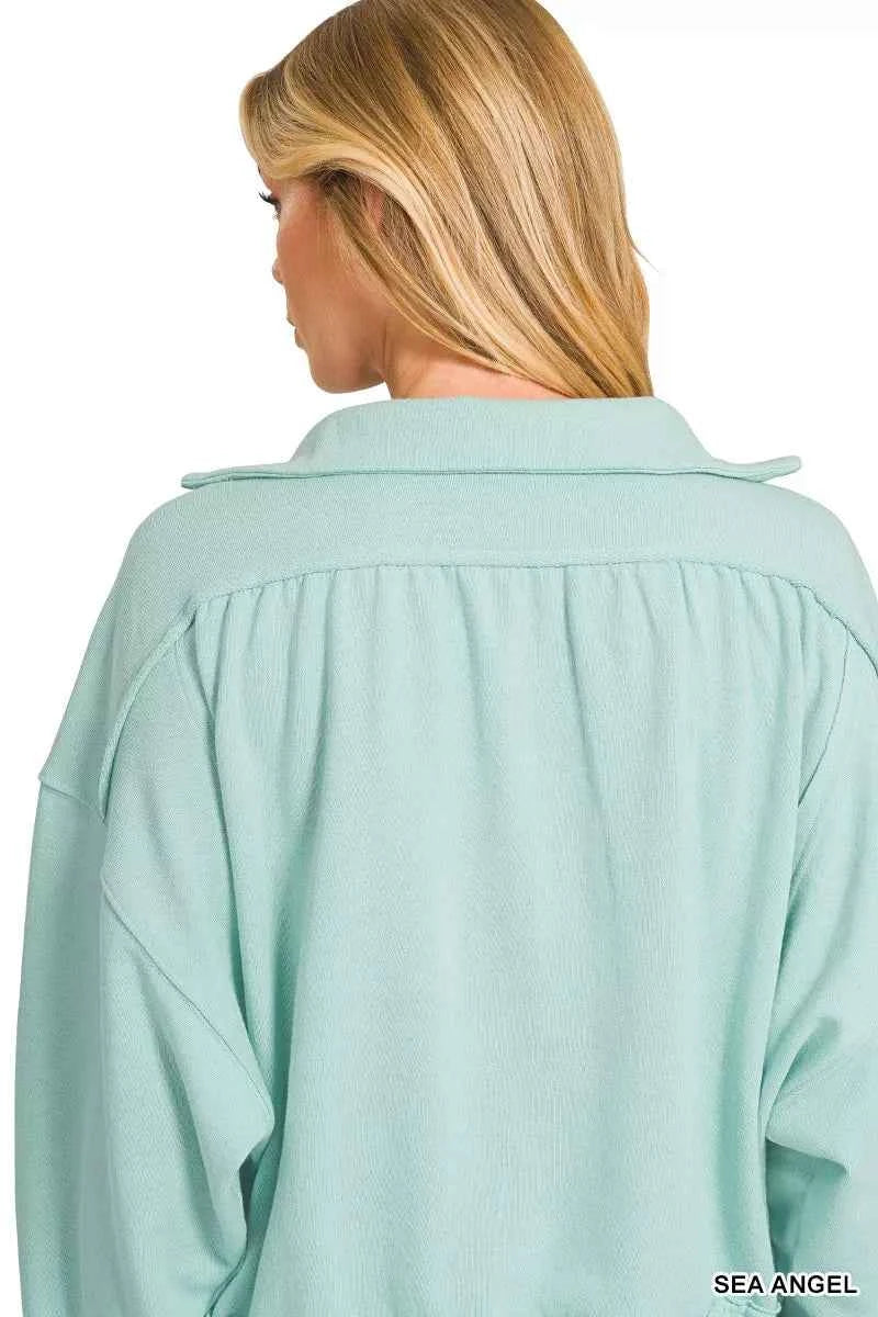 Zenana French Terry Collared Exposed Seam Sweatshirt 4604b34ee4044b798c05d0adaf605840-Max-Origin