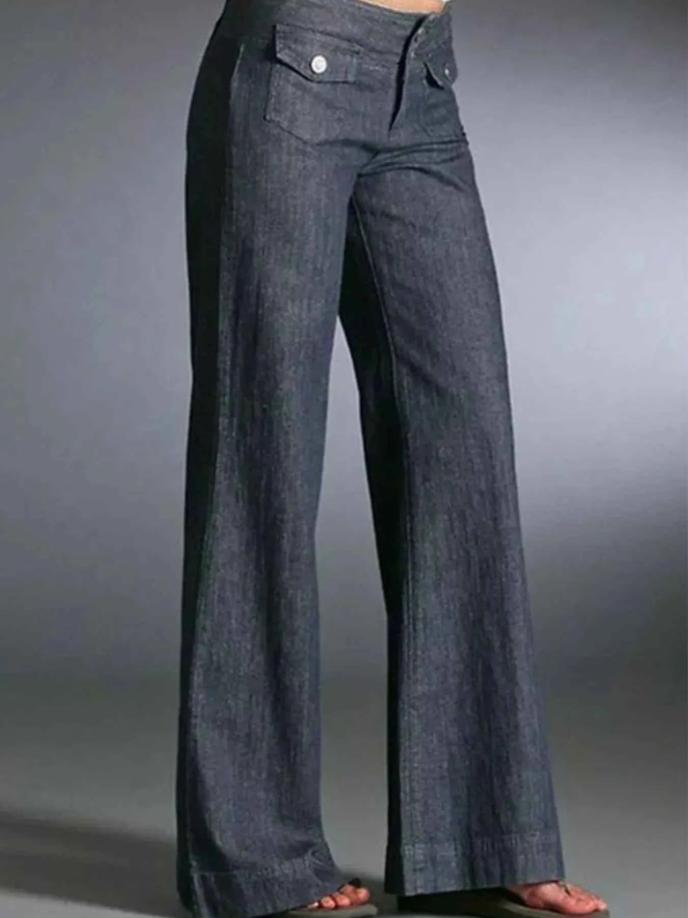 Full Size High-Waisted Wide-Leg Wash Jeans Plus Size Dark Gray 461071bf-028a-46ee-b3f2-7f98431de8ab-Max-Origin