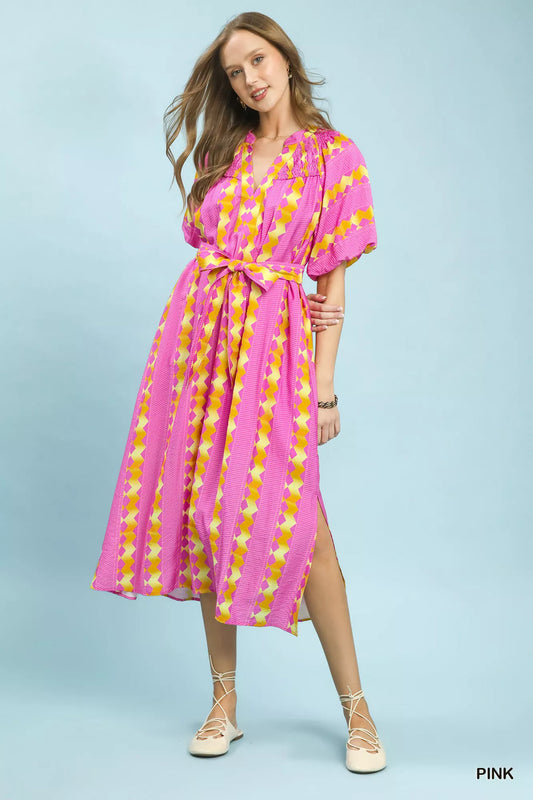 Geo Stripe Smocked Waist Tie Dress 461522b8-cb59-41f0-818a-3d6dc4e1fdd6-Max-Origin