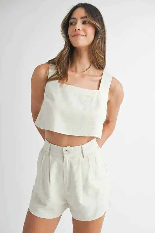 MABLE Sleeveless Crop Top and Shorts Set Oatmeal 4619493e-f335-4807-9f0f-346718e48030-Max-Origin