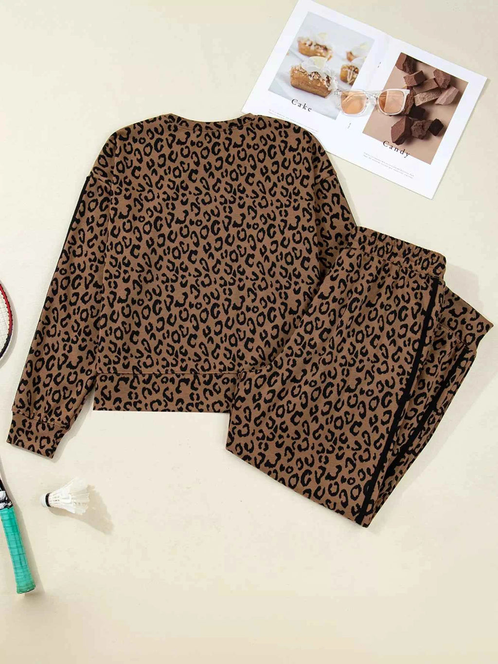 Striped Trim Leopard Long Sleeve Top Drawstring Pant Set 46241b1c98c4495795bfb790d8dcfb00-Max-Origin