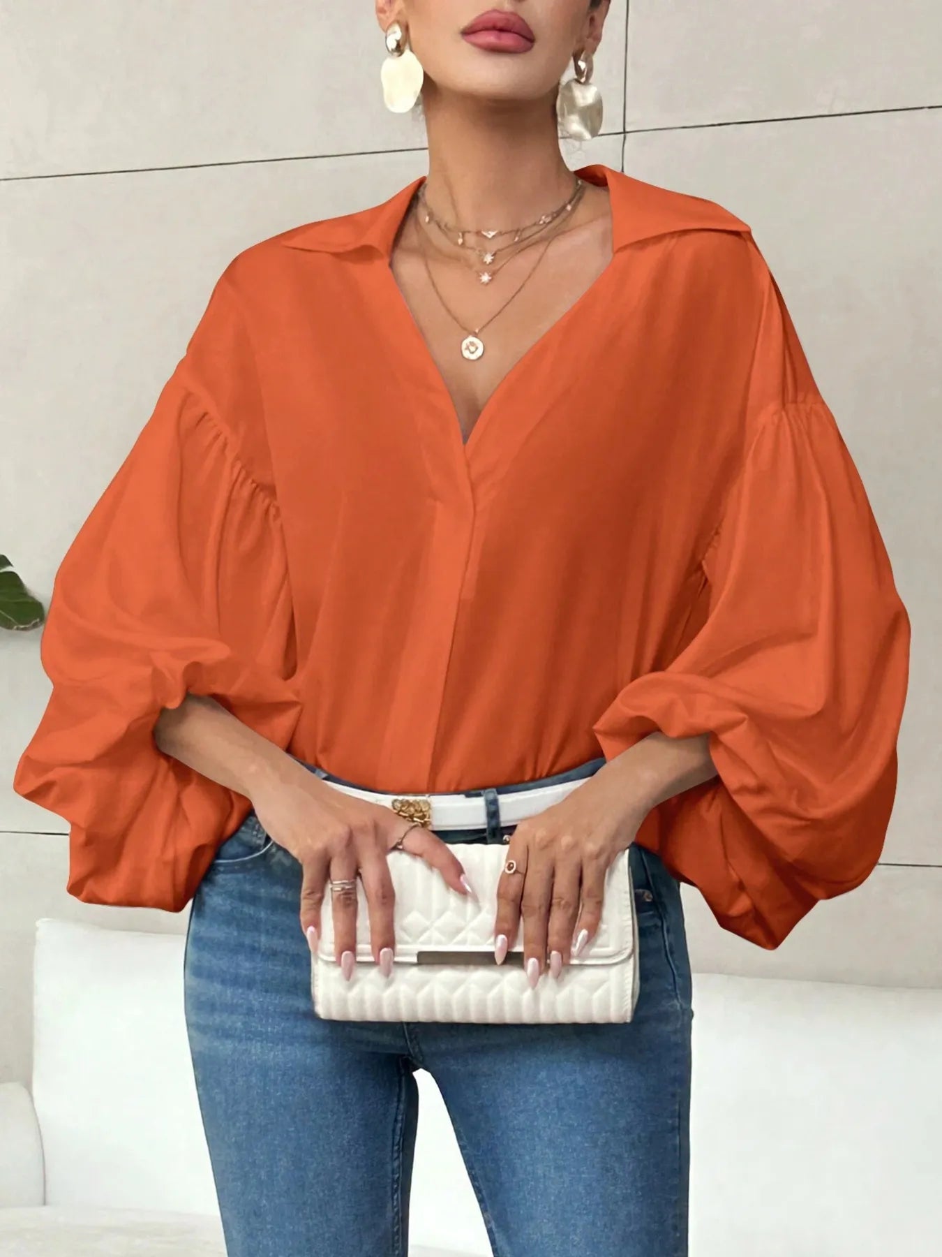 Polka Dot Balloon Sleeve Blouse 462c2fdf018a4f2583c5adf4b2b5ce3a-Max-Origin