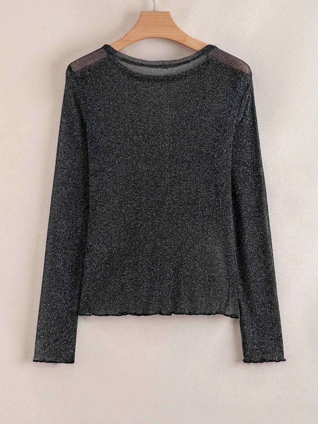 Metallic Glitter Mesh Long Sleeve Top 46623a635dd14befa0fc81382594f981-Max-Origin