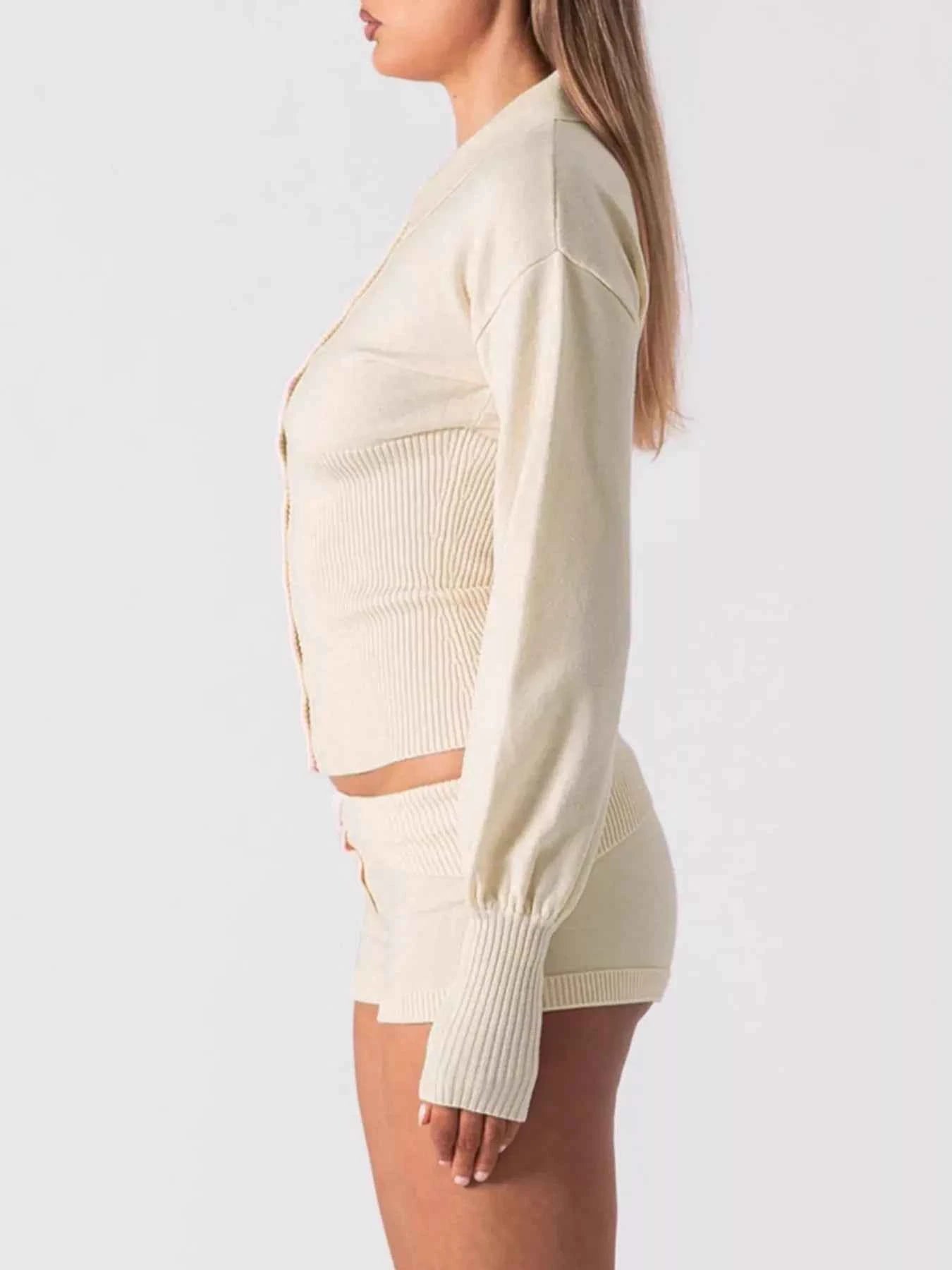 Ribbed Knit Button-Down Cardigan and Shorts Sweater Set 4668d186-8ec3-4ce5-bcd2-b889fd66593b-Max-Origin