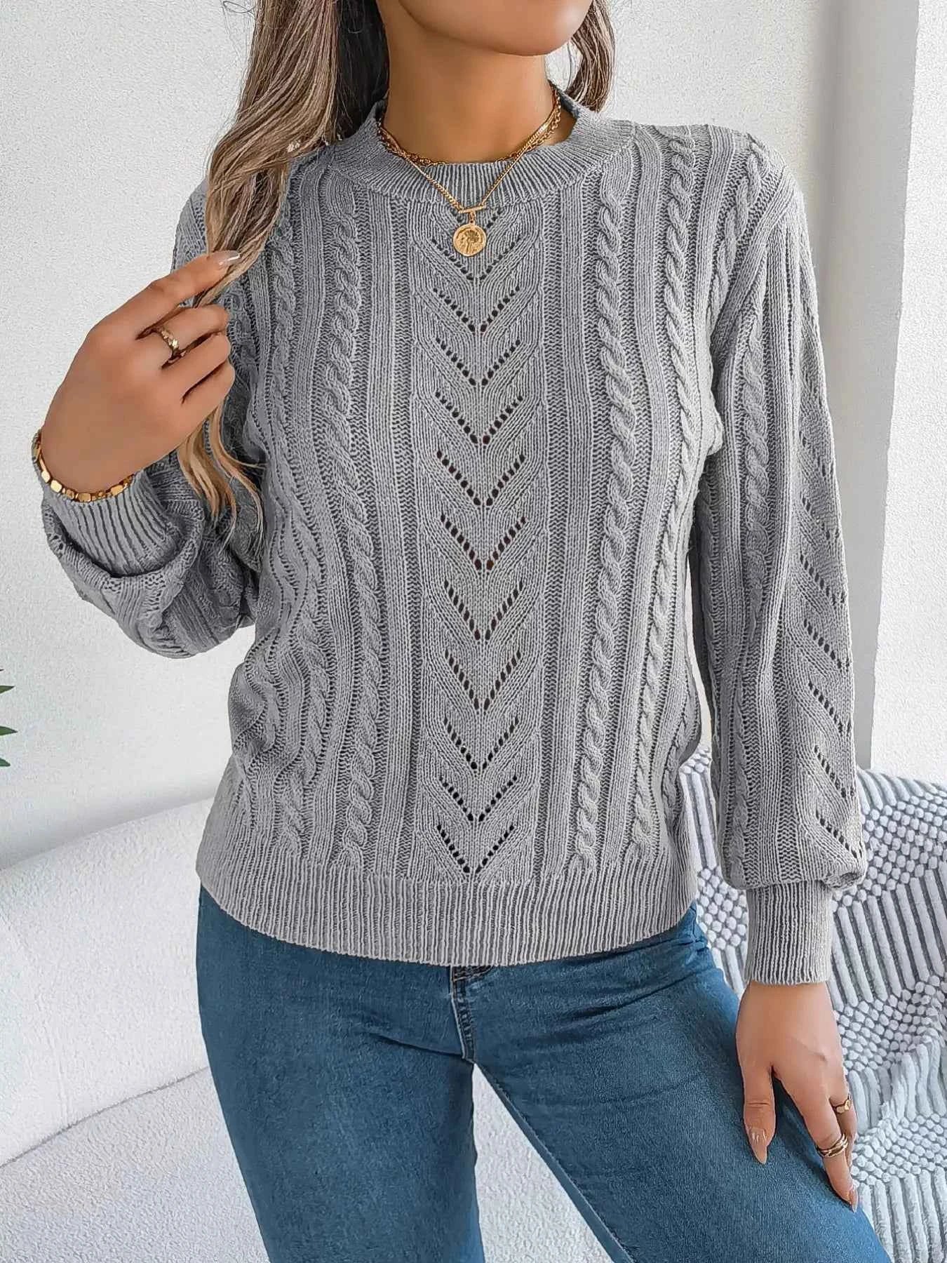 Cable-Knit Round Neck Sweater 467be7c0-0610-4a63-b2bf-90e8d8b1ac52-Max-Origin