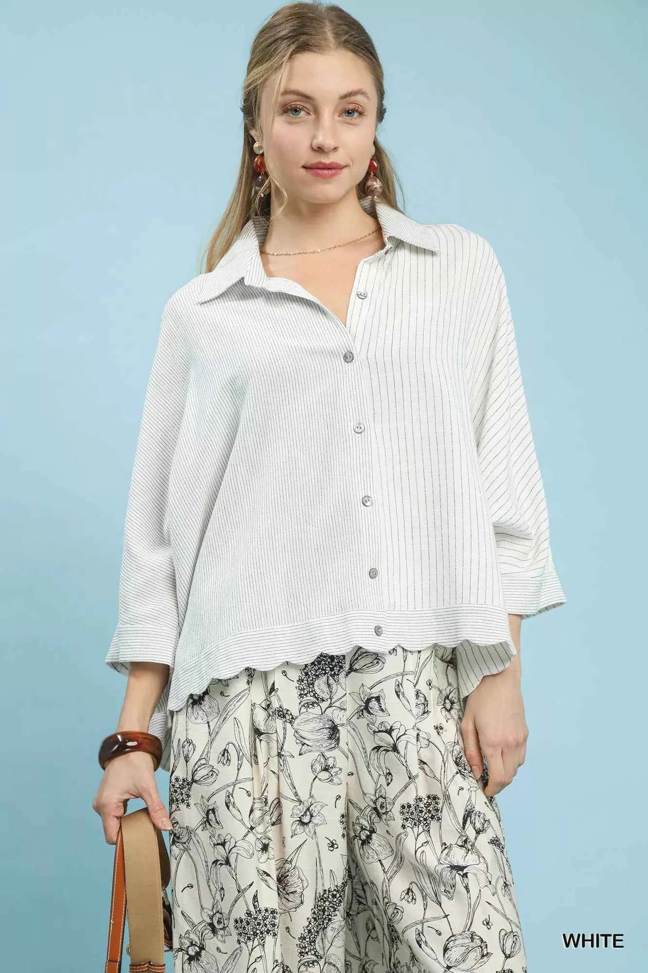 Umgee Oversized Striped Button-Down Shirt WHITE 46819465-4415-4099-b64b-1439125532a2-Max-Origin