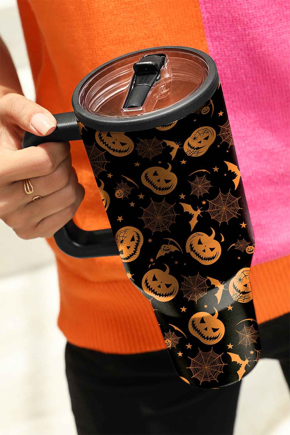 Black Halloween Pumpkin Travel Tumbler Cup Color black 1200ml（40oz） 46825c33e0ef4f78