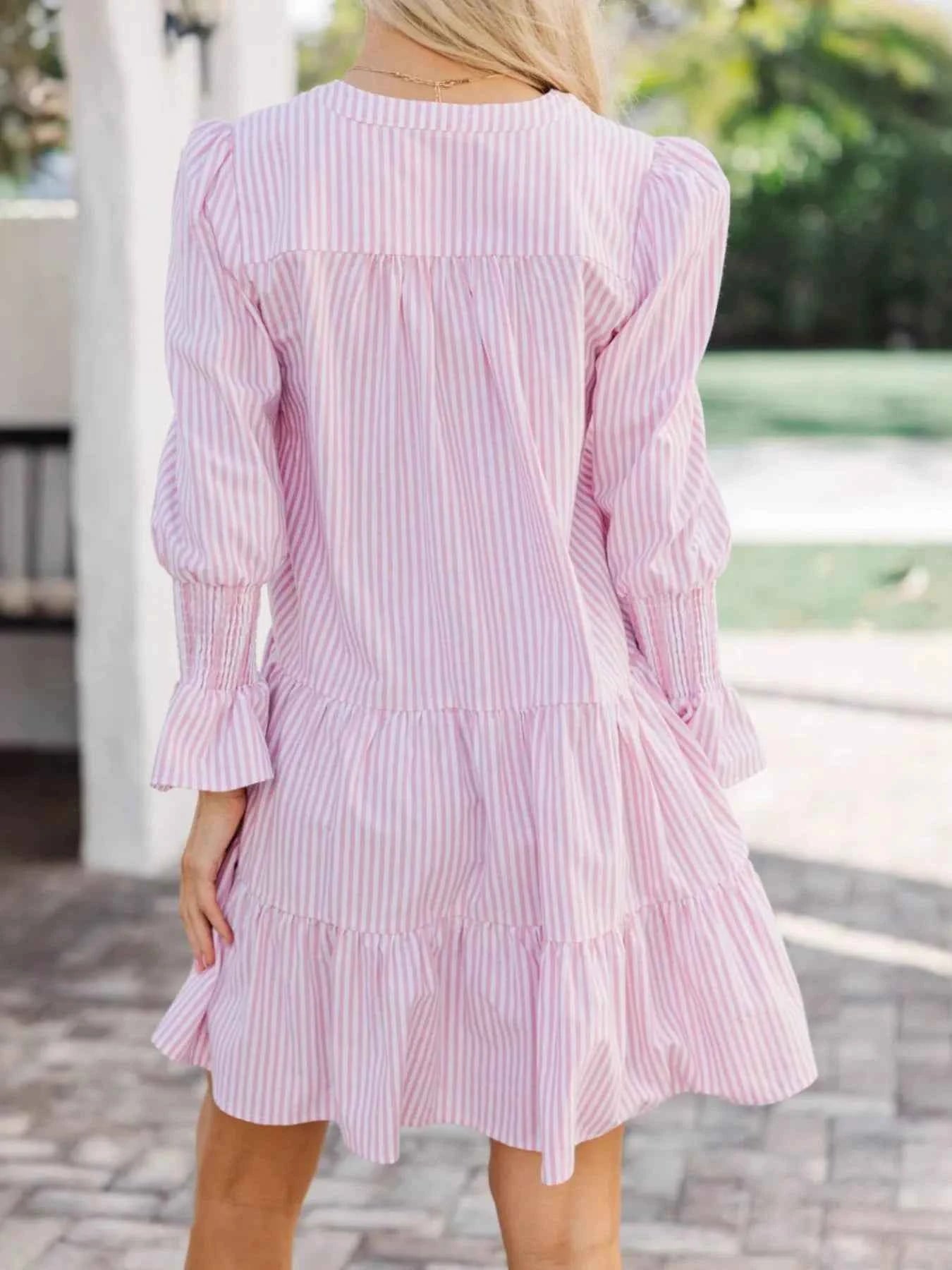 Striped Tiered Flounce Sleeve Shirt Dress 4693a270-ecc3-41e7-a68c-75c1d4e3f17f-Max-Origin
