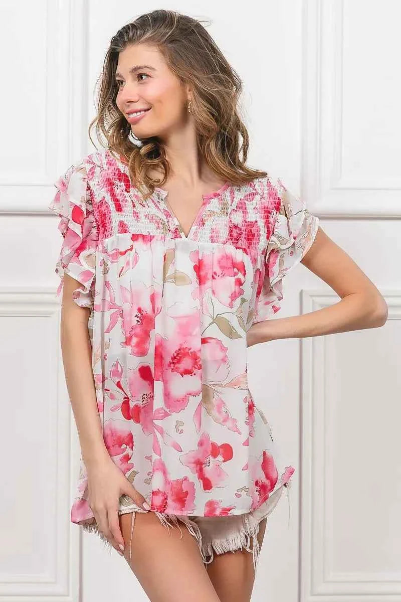 BiBi Floral Print Flutter Sheer Top 469e67fa97e9419bb40fc960eb5e945a-Max-Origin
