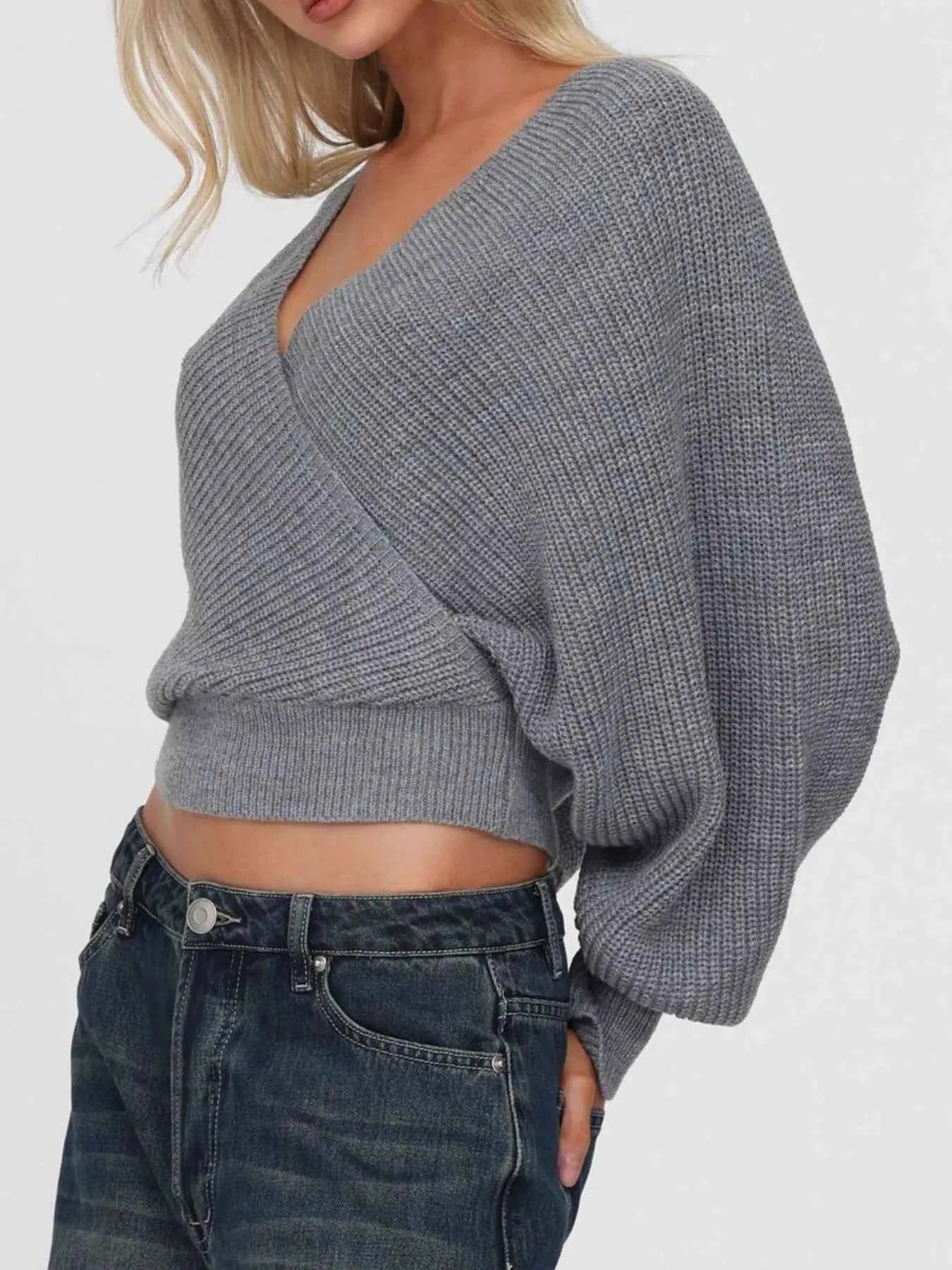 Surplice Cropped Sweater with Back Tie 46b88d31-c9f5-418f-a578-48b245d3adaa-Max-Origin