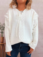 Raw Hem Lace Up Front Sweater 46bfa9c943c64e3084e1901ee05381e2-Max-Origin