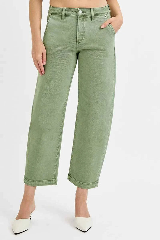 Full Size Tummy Control High Rise Crop Barrel Jeans Plus Size OLIVE 46c347c2eef04dd88584ad15d9568262-Max-Origin