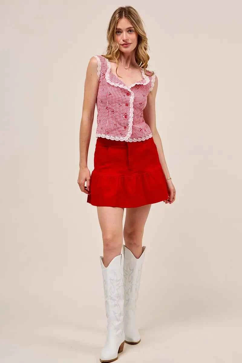 SO ME Ruffled Hem Game Day Mini Skirt 46c90081dfe64bbf9fbbf0854101c71c-Max-Origin