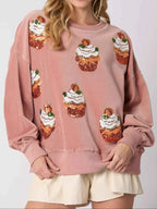 Christmas Cupcake Dropped Shoulder Sweatshirt Rose Gold 46df1195-eca8-45d7-a468-134231d5838f-Max-Origin