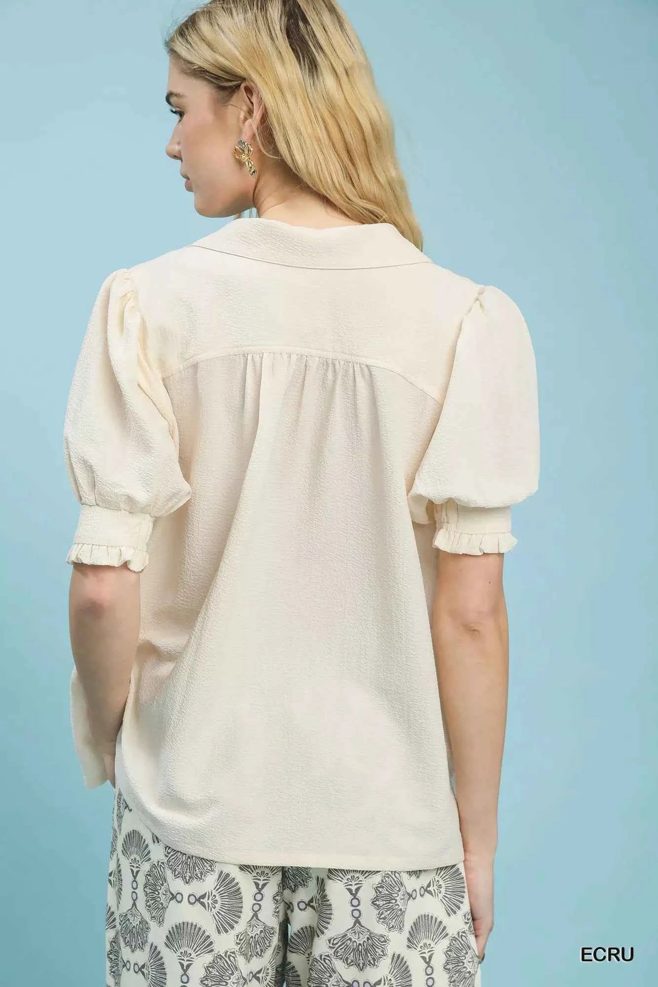 Umgee Seersucker Puff Sleeve Blouse 46e3d447-ecd2-4472-a65a-1dbf30b2fa1f-Max-Origin