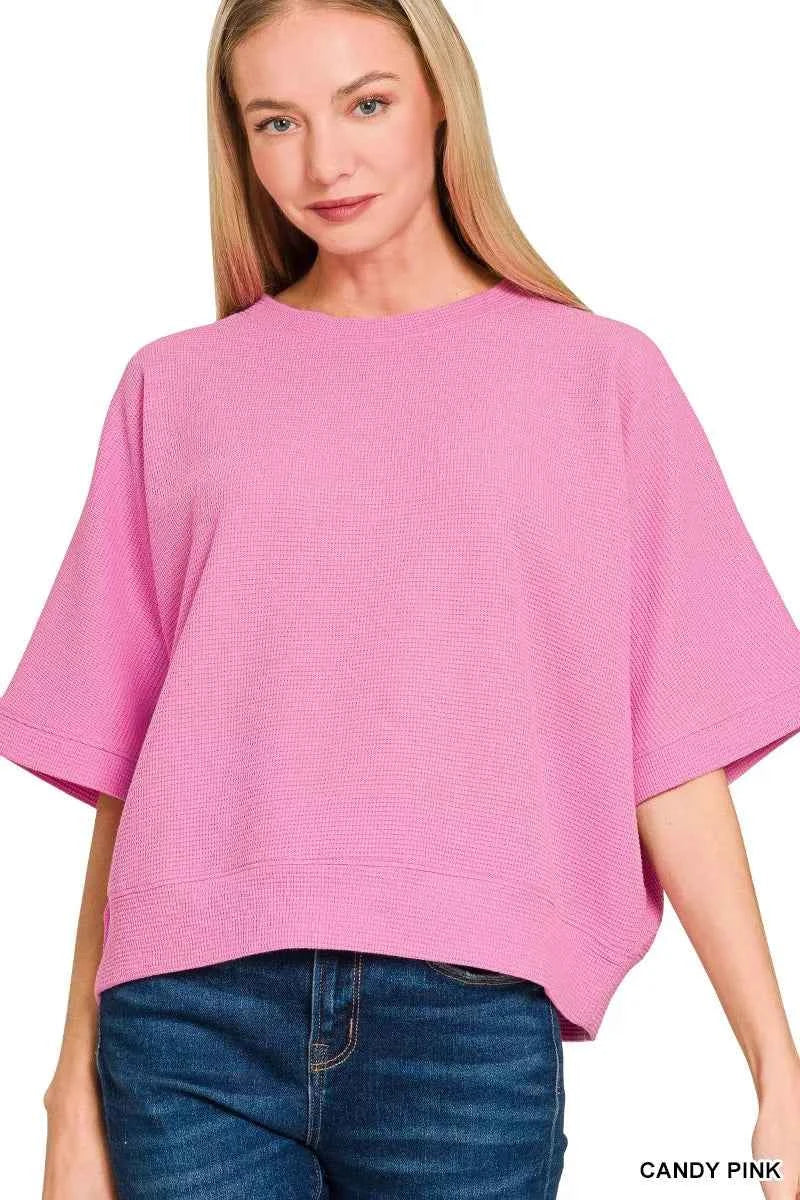Zenana Double Knit Banded Bottom Short Sleeve Top 46ef16b7d0744ab4bcd87ca25ca64819-Max-Origin