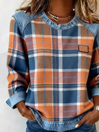 Full Size Plaid Denim Trim Long Sleeve Sweatshirt Plus Size Orange 46f28411c6fc42e6abc46e3a24f9eea4-Max-Origin