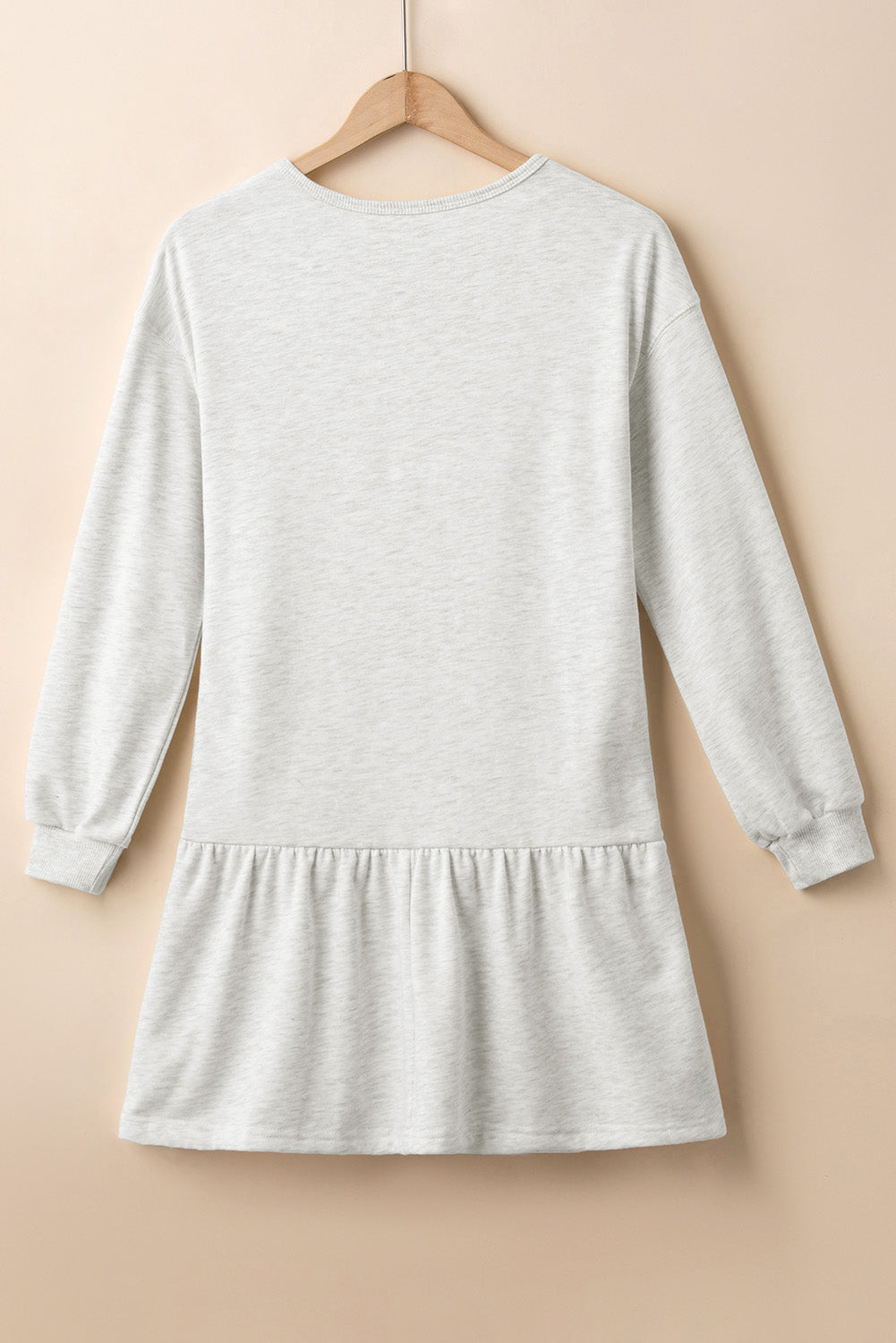 White Solid Color Ruffle Hem Mini Sweatshirt Dress 4705fd4e0fa5afb6