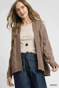 Umgee Chunky Cable Knit Open Front Cardigan MOCHA 470a8ae7-3392-41d2-a97b-6ed96c2498d4-Max-Origin