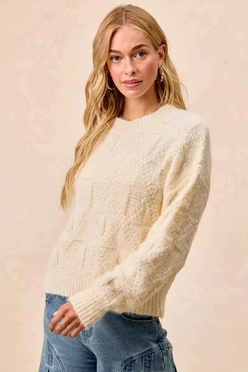 BiBi Checker Board Drop Shoulder Sweater 470eb989525540cf99c8c49ecc1c6793-Max-Origin