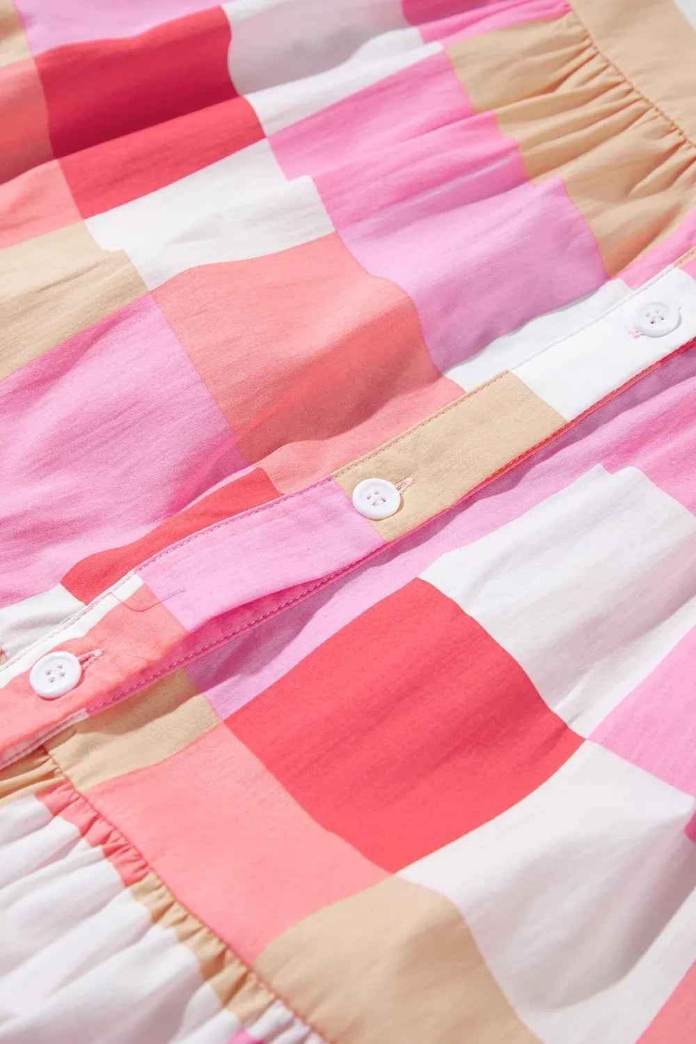 Color Block Button Up Short Sleeve Mini Dress 471664d5-9fde-4feb-ae2b-26d11e77e1a8-Max