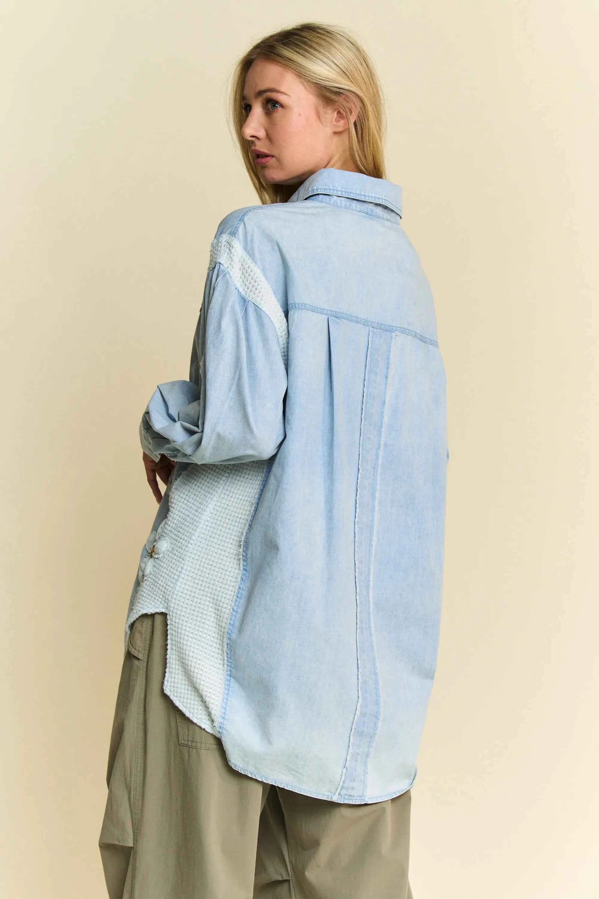 Davi & Dani Lightweight Washed Daisy Patch Waffle Knit Shirt 47168bdd49fc4d8eba19b35de495267e-Max-Origin