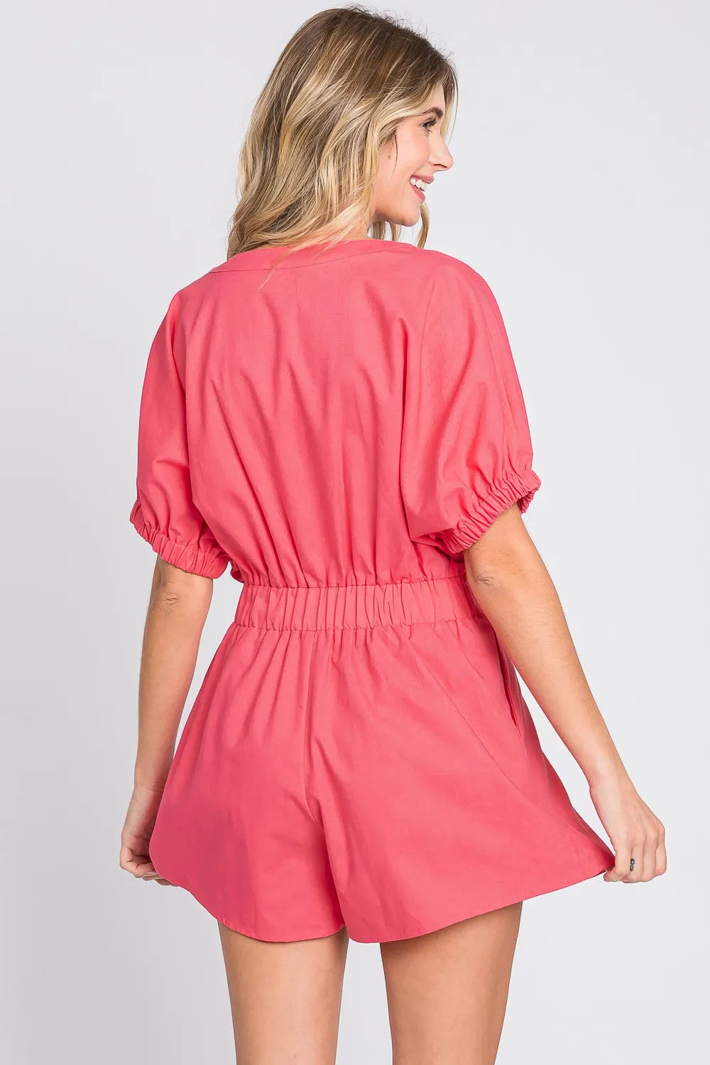 GeeGee Half Button V-Neck Linen Romper 471706d8-0edc-4f13-b78d-27c8ae98c9fd-Max