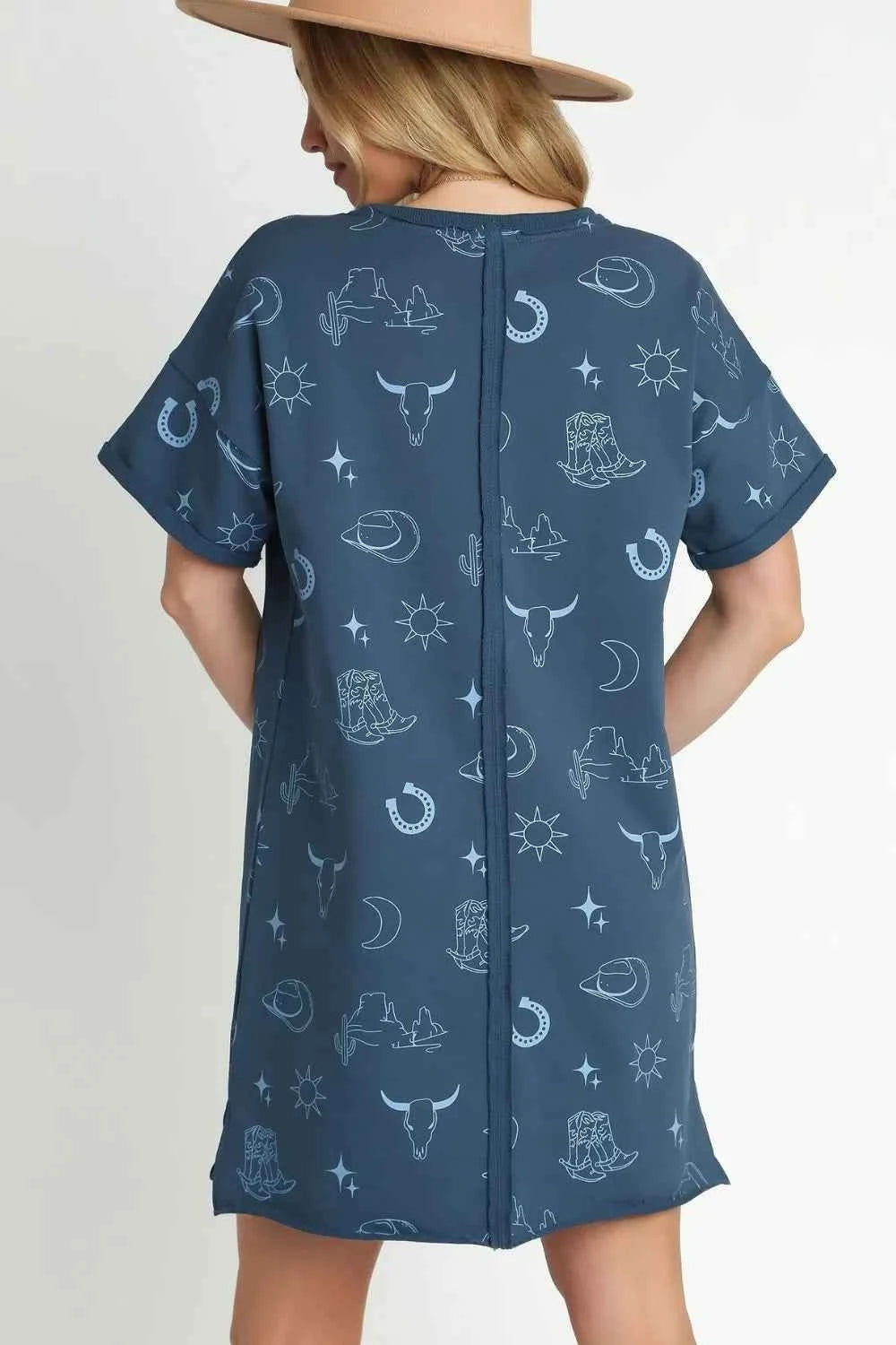 Umgee Full Size French Terry Short Sleeve Round Neck Dress Plus Size 471e3db1-160b-4f27-8b84-f2f4152f38d6-Max
