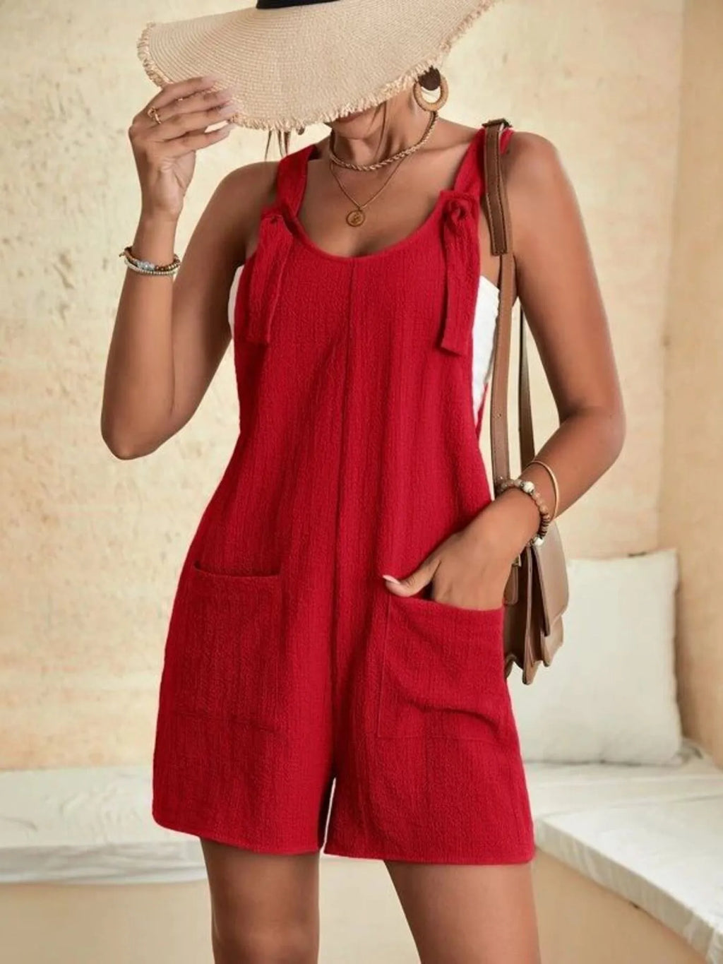 Full Size Knot Strap Romper with Pockets Plus Size 47233ae22c244867b8032715059a4b68-Max-Origin