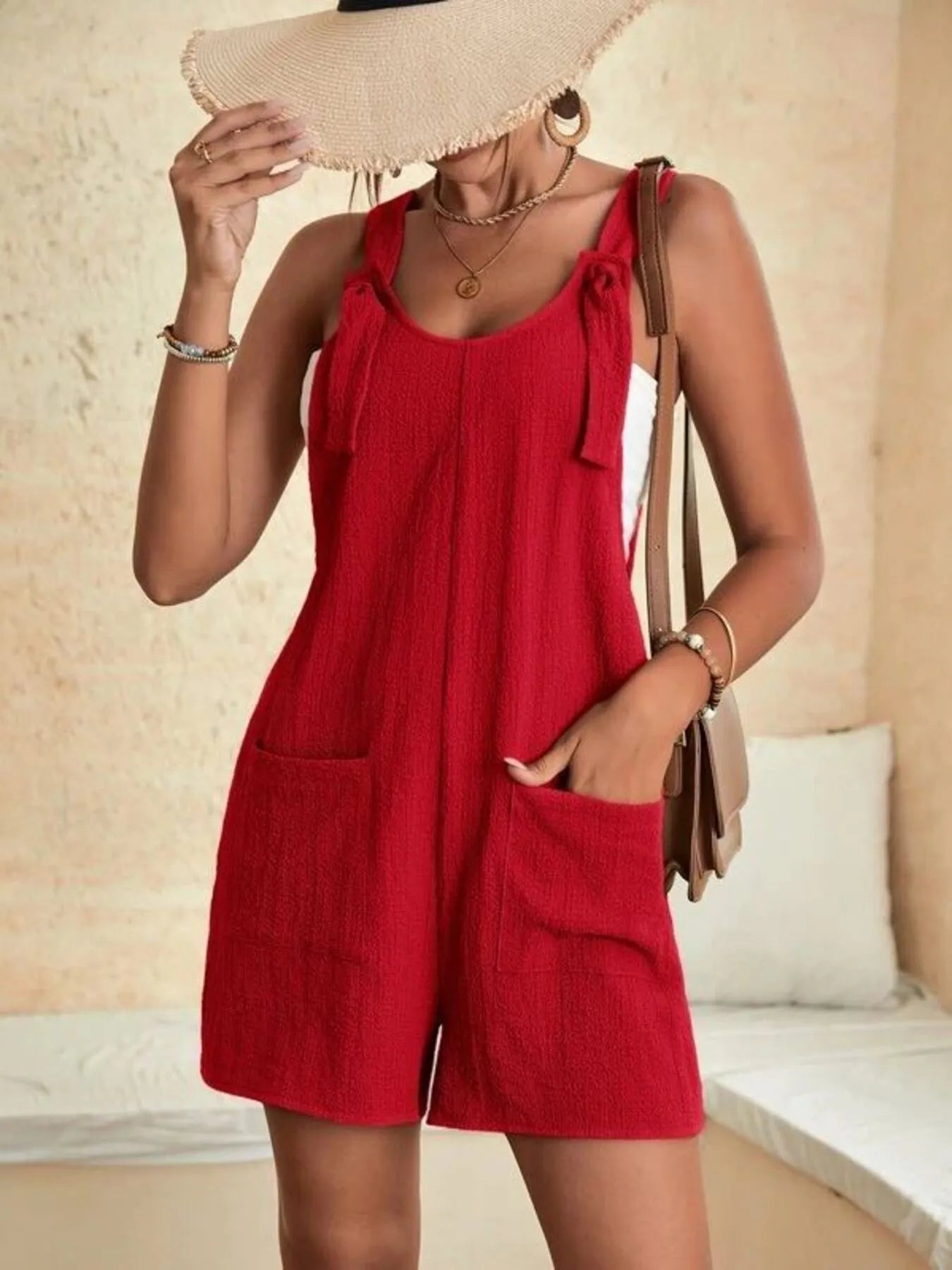 Full Size Knot Strap Romper with Pockets Plus Size 47233ae22c244867b8032715059a4b68-Max-Origin
