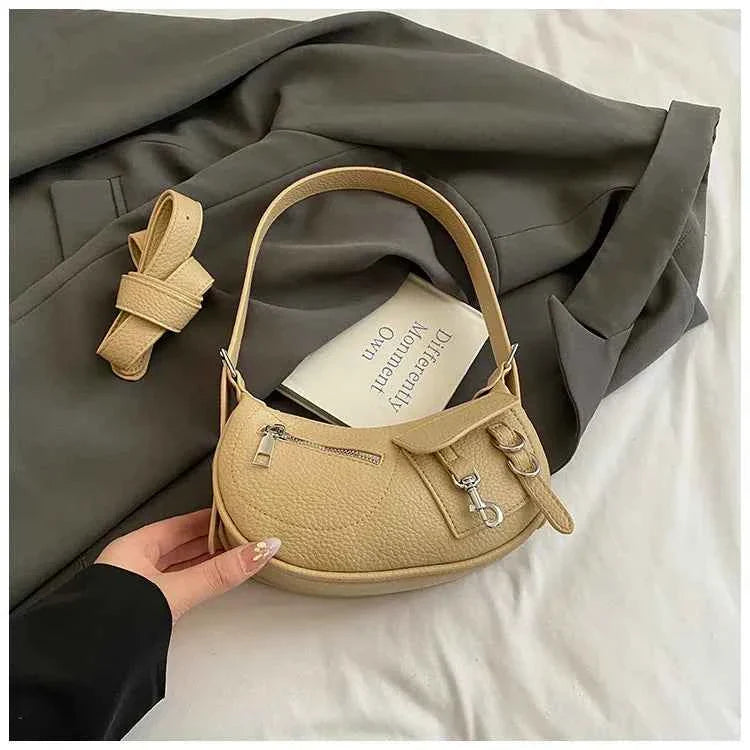 Textured Leather Shoulder Bag Khaki onesize 472cd31162cd463584c7aa9086a7ae6a-Max-Origin