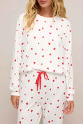 Fiery Red Heart Print Long Sleeve Pullover and Pants Set Fiery Red 95%Polyester+5%Elastane 472f71323254cef6