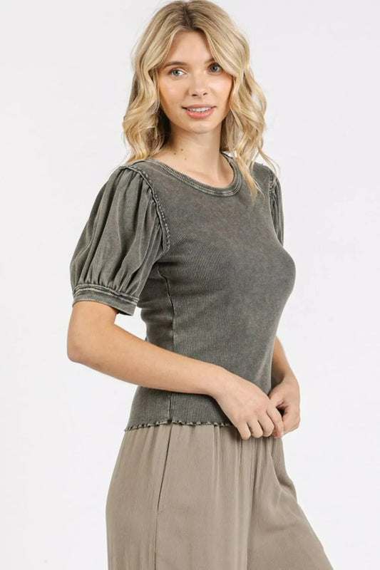 Mittoshop Mineral Wash Puff Sleeve Rib Knit Top 47447308-e43a-44d2-895d-7161b5f58f72-Max