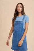 Annie Wear Wide Strap Denim Overall Dress with Pockets Indigo Washed Denim 474657d3-6ce4-480f-b881-43cc405f343b-Max