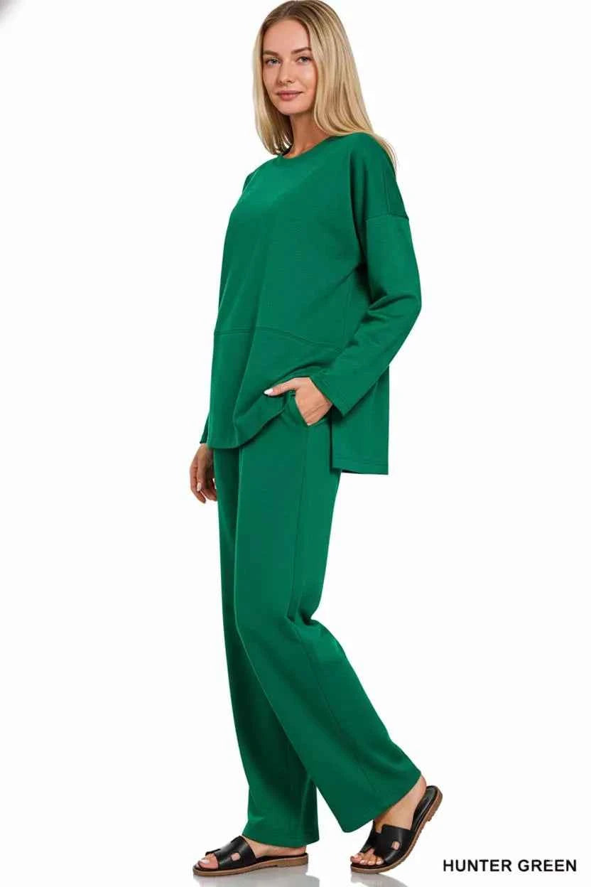 Zenana Scuba Side Slit Top and Pants Set 4747c220-b549-4415-8d86-21bccaa0f0ba-Max-Origin