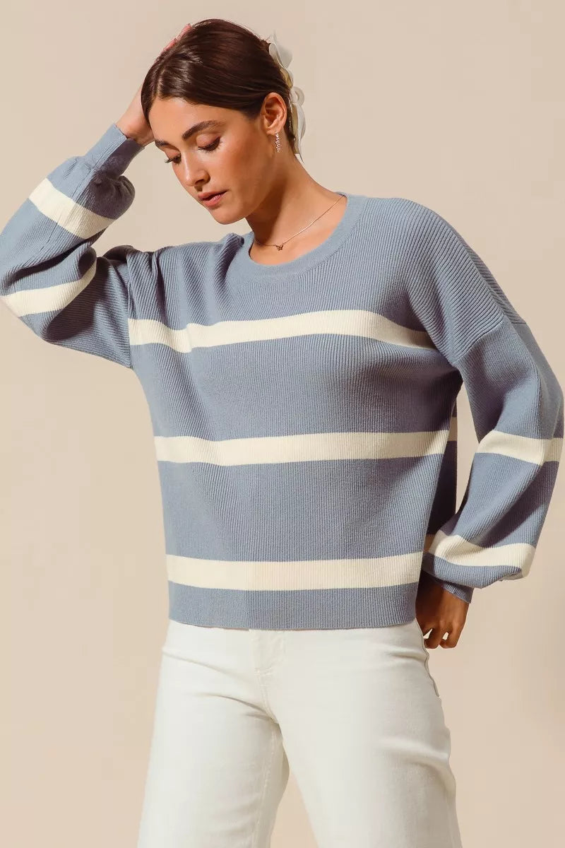 SO ME Ribbed Striped Round Neck Sweater 474e8e86cbd2412d9e6e40eca8d97b96-Max-Origin
