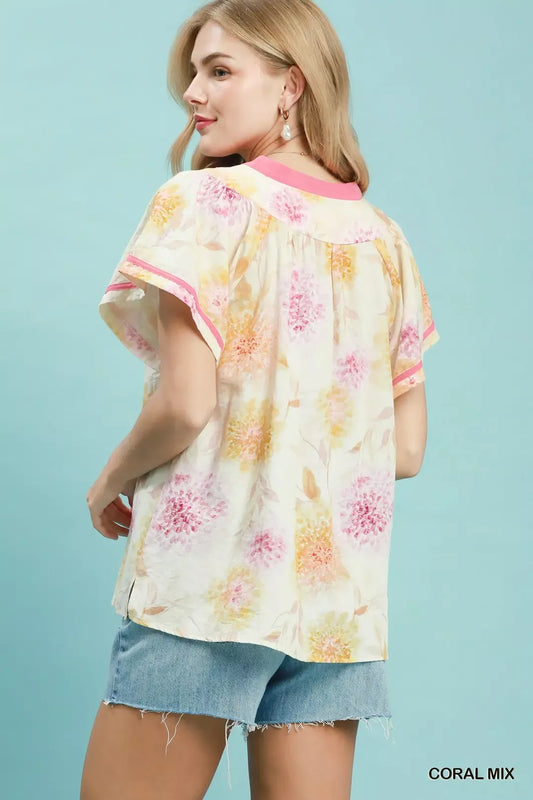 Floral Flutter Sleeve Blouse 4757e528-99ec-4630-9b5f-17813d92a07a-Max-Origin