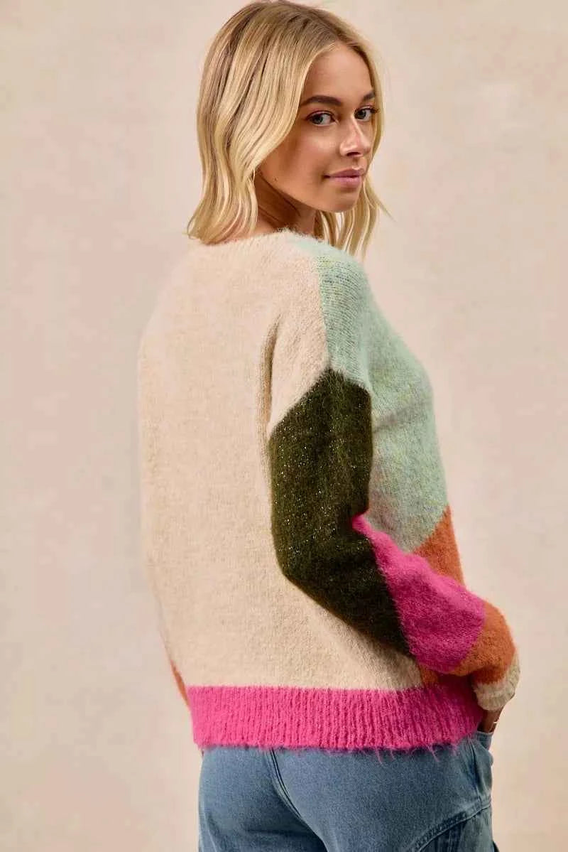 BiBi Multi Color Block Sweater Top 475a62c18889459f950e96a29f738272-Max-Origin
