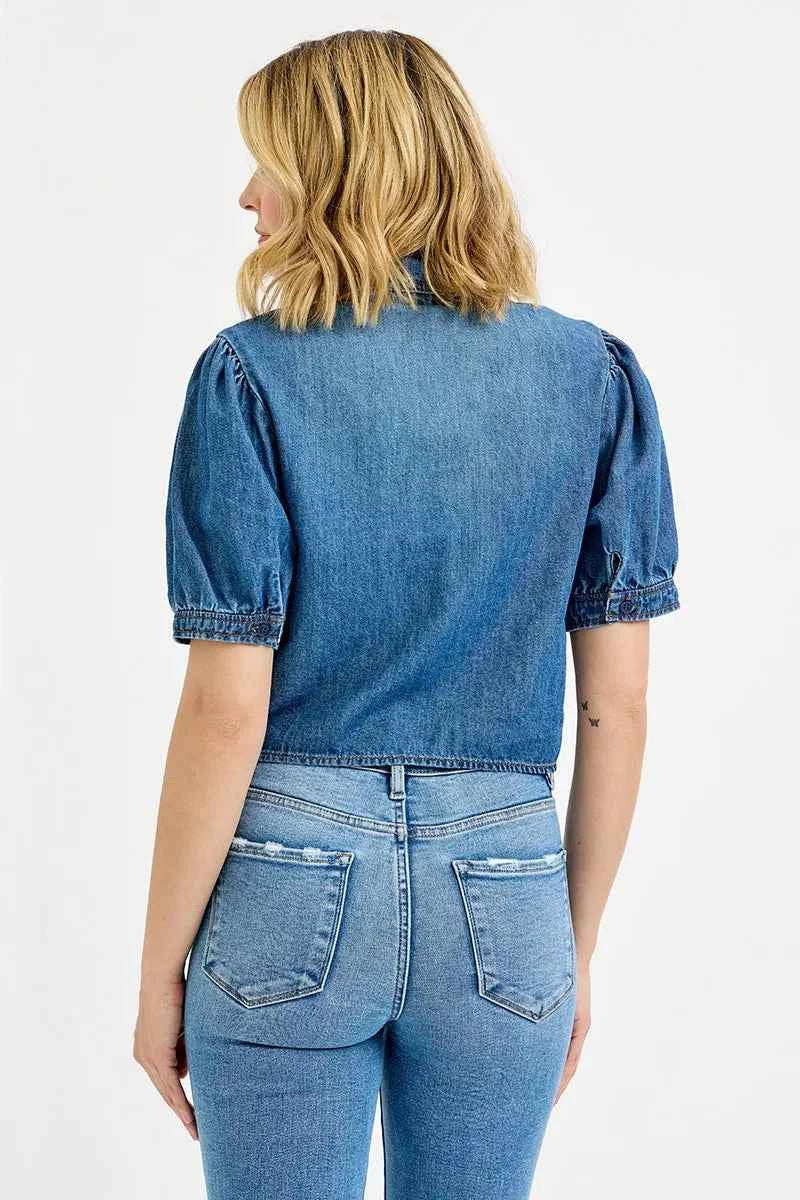 RISEN Button Down Puff Sleeve Crop Denim Shirt 47619e4c991a47cdb5c9c95cb27cc6bd-Max-Origin